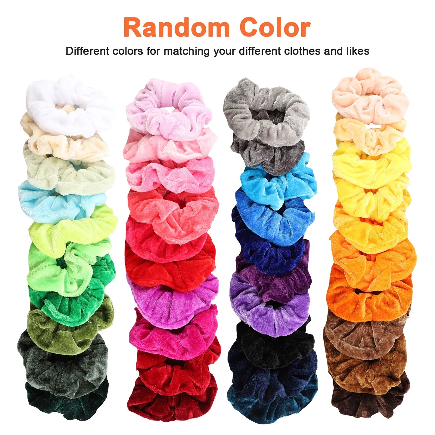 40/20Pcs Hair Scrunchies, Elastic Velvet Hair Ropes, Multicolor Hair Ties, Ponytail Holder