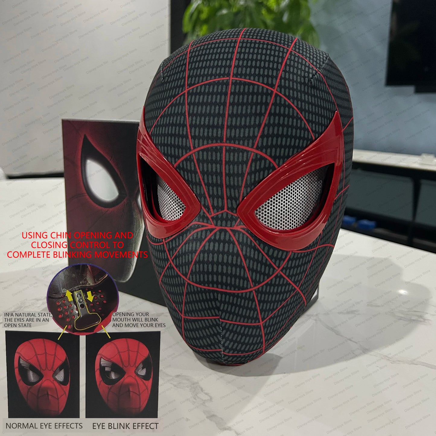 Mascara Spiderman Headgear Mask Cosplay Moving Eyes Mask Spider Man 1:1 Elastic Toys Adults Kids Gift 