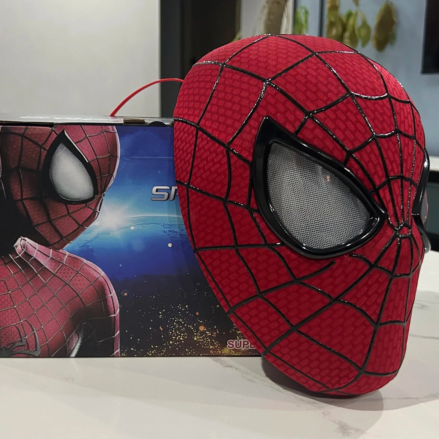 Mascara Spiderman Headgear Mask Cosplay Moving Eyes Mask Spider Man 1:1 Elastic Toys Adults Kids Gift 