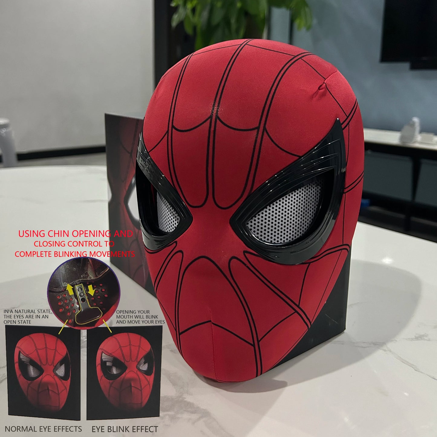 Mascara Spiderman Headgear Mask Cosplay Moving Eyes Mask Spider Man 1:1 Elastic Toys Adults Kids Gift 