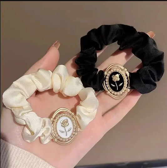 Luxury Jewelry 2024 New Headwear Rose Hair Loop High End Large Intestine Hair Band Rubber Band Women'S Tie Hair Rope