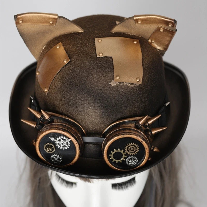 Steampunk Top Hat Ear Cosplay Caps Props Costume Hat Party Supply Stage Hat