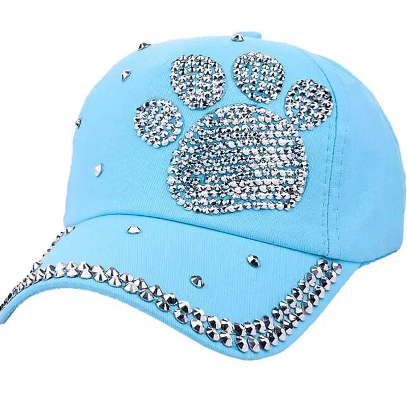 Footprints Printed Luxury Woman Caps Y2K Leisure Hip-Pop Rhinestone Hat Fashion Parent-Child Baseball Cap Outdoor Sports Cap