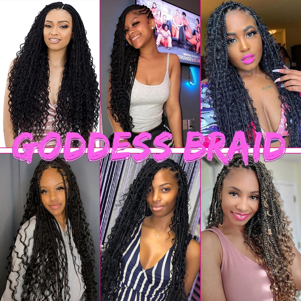 Goddess Box Braids Crochet Hair with Curly End Bohemian Box Braiding Hair Extensions 14 22 Inches Ombre Braiding Hair