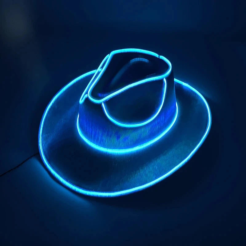 New Arrival Pearlescent Cowboy Hat Dance Costume Decorate Glowing Cowgirl Cap Glowing for Neon Nightclub