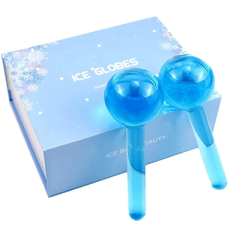 Large Beauty Ice Hockey Energy Beauty Crystal Ball Facial Cooling Ice Globes Water Wave Face and Eye Massage Skin Care 2Pcs/Box