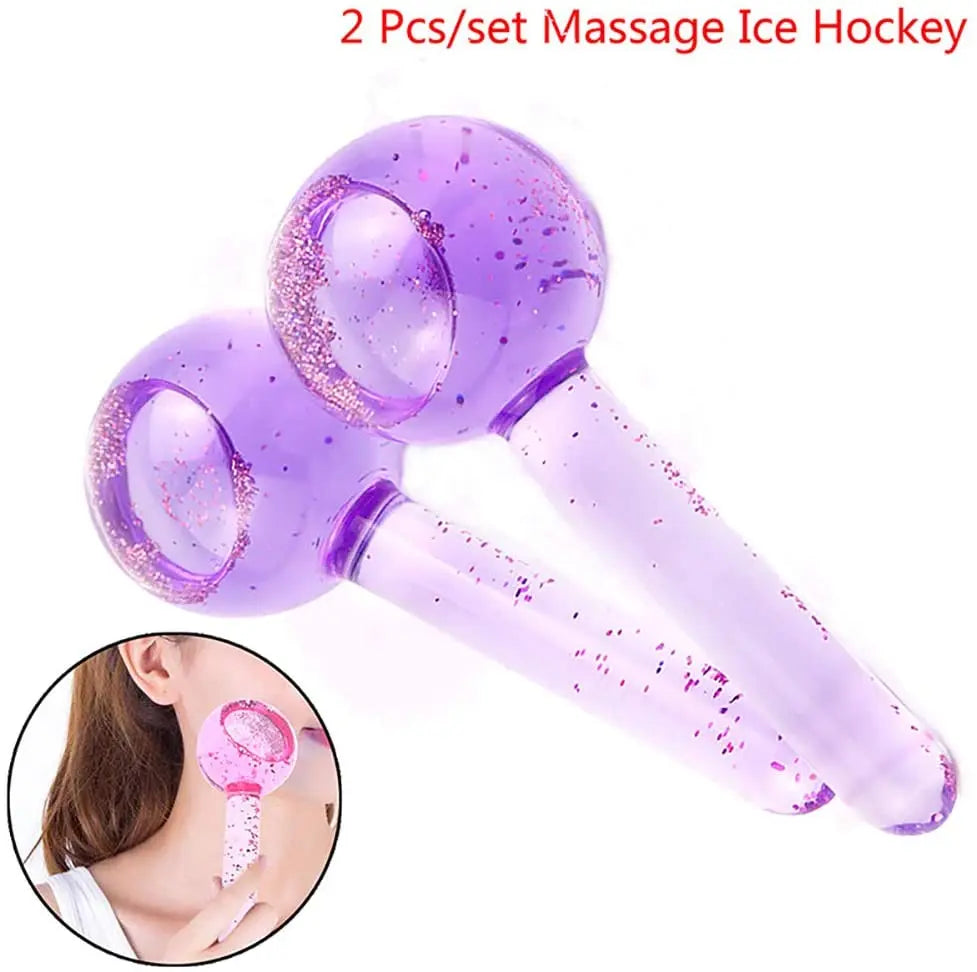 Large Beauty Ice Hockey Energy Beauty Crystal Ball Facial Cooling Ice Globes Water Wave Face and Eye Massage Skin Care 2Pcs/Box