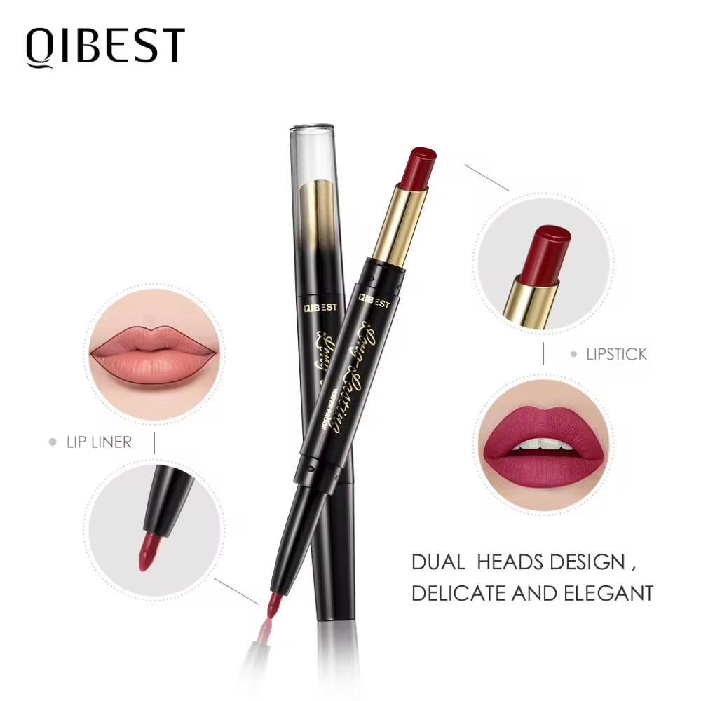 2 in 1 Matte Lipstick Lip Liner Nude Lipliner Makeup Waterproof Lipstick Pen Long Lasting Lip Pencil Makeup Lips Cosmetic