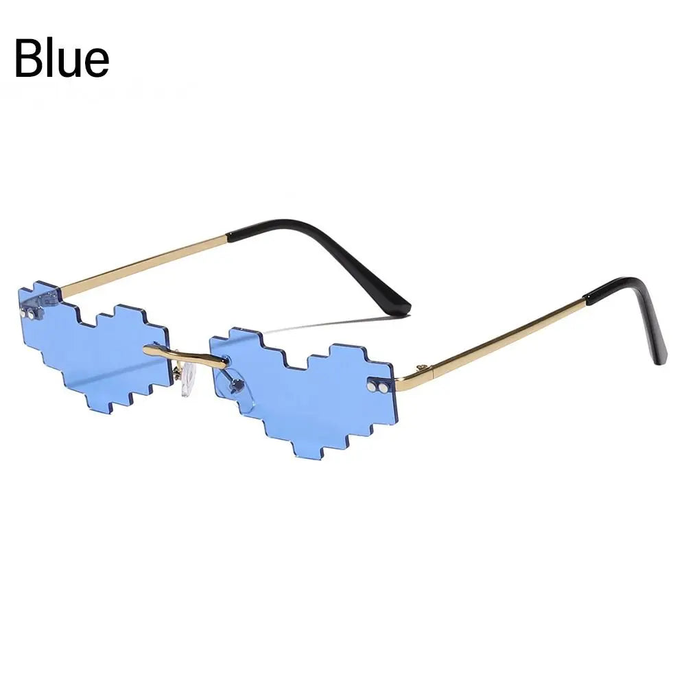 Heart Shape Fire Flame Sunglasses Wave Rimless Narrow Retro UV 400 Streetwear Vintage Eyeglasses Cycling Outdoor Sun Glasses