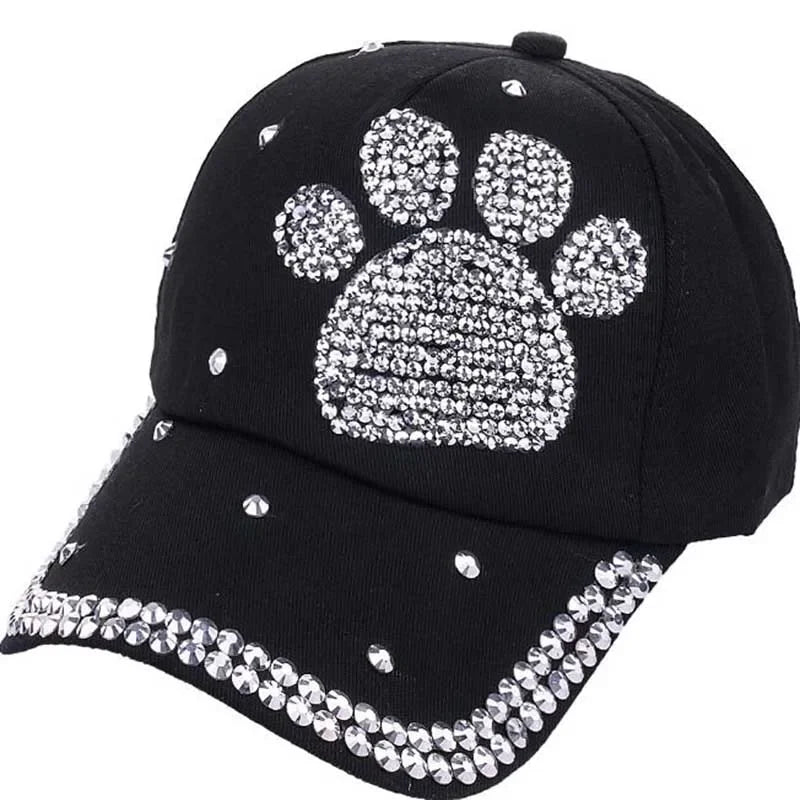 Footprints Printed Luxury Woman Caps Y2K Leisure Hip-Pop Rhinestone Hat Fashion Parent-Child Baseball Cap Outdoor Sports Cap