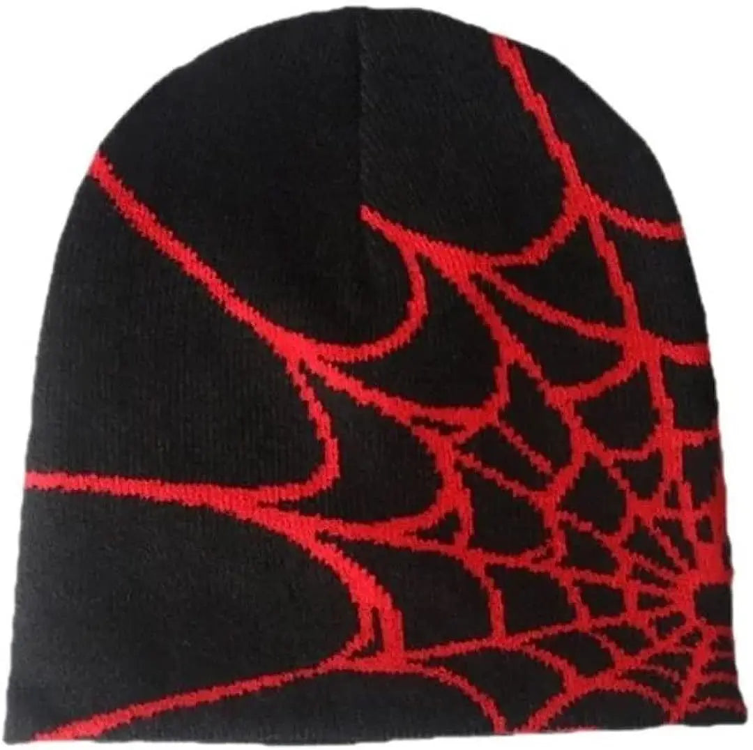 Gothic Spider Pattern Wool Knitted Hat Y2K Women Men Beanie Winter Warm Beanies Men Grunge Hip Hop Casual Skullies Outdoor