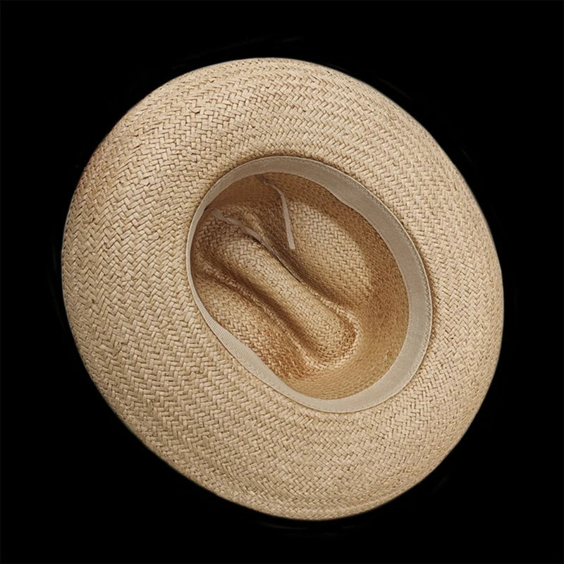 Wovenbelt Cowboy Hat for Girl Western Panamas Hat Handwoven Straw Hat Beach Vacation Picnics Hat Elegant Straw Sun Hat