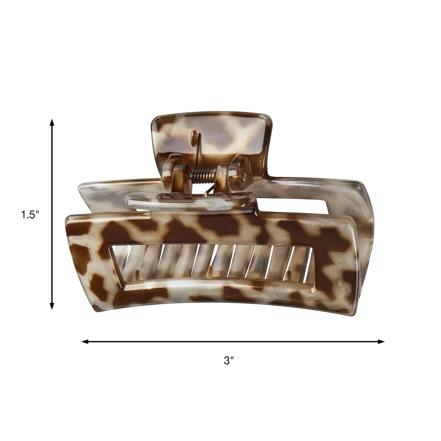 Open Cut Rectangular Claw Clips, Assorted Neutrals, 3 Ct