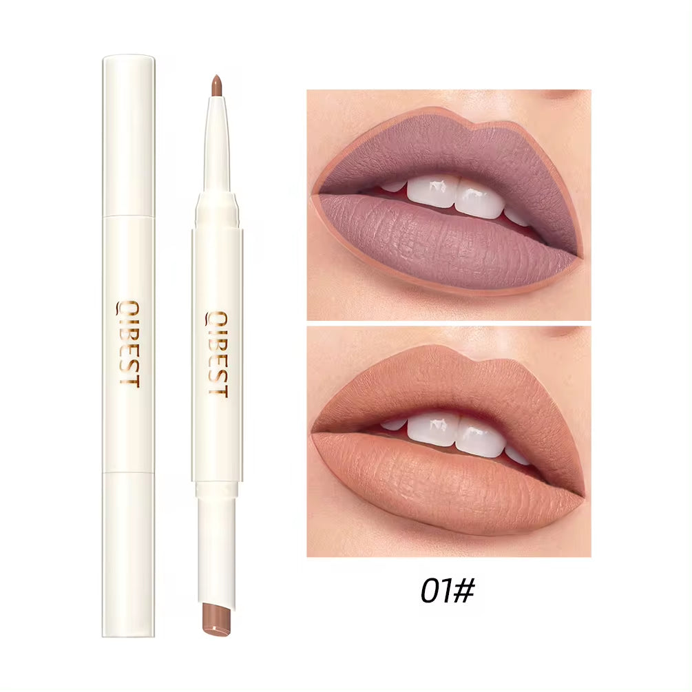 2 in 1 Matte Lipstick Lip Liner Nude Lipliner Makeup Waterproof Lipstick Pen Long Lasting Lip Pencil Makeup Lips Cosmetic