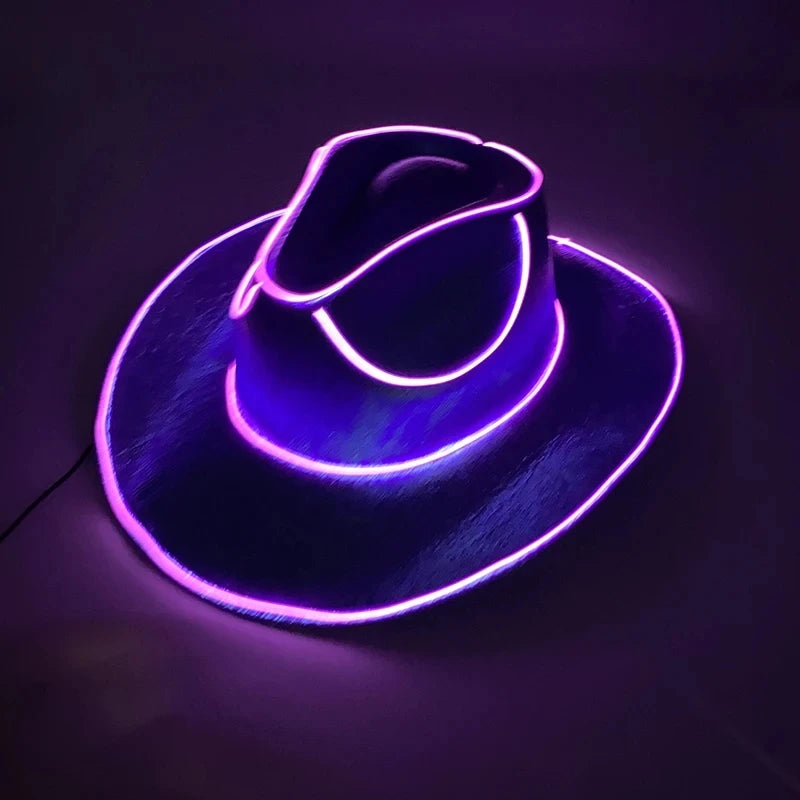 New Arrival Pearlescent Cowboy Hat Dance Costume Decorate Glowing Cowgirl Cap Glowing for Neon Nightclub