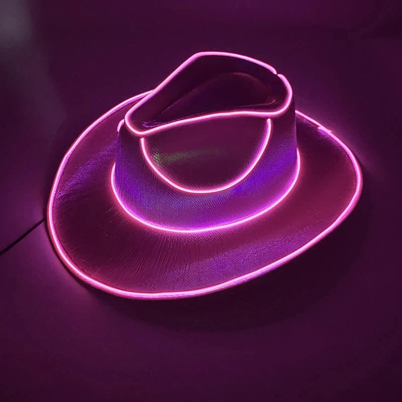 New Arrival Pearlescent Cowboy Hat Dance Costume Decorate Glowing Cowgirl Cap Glowing for Neon Nightclub