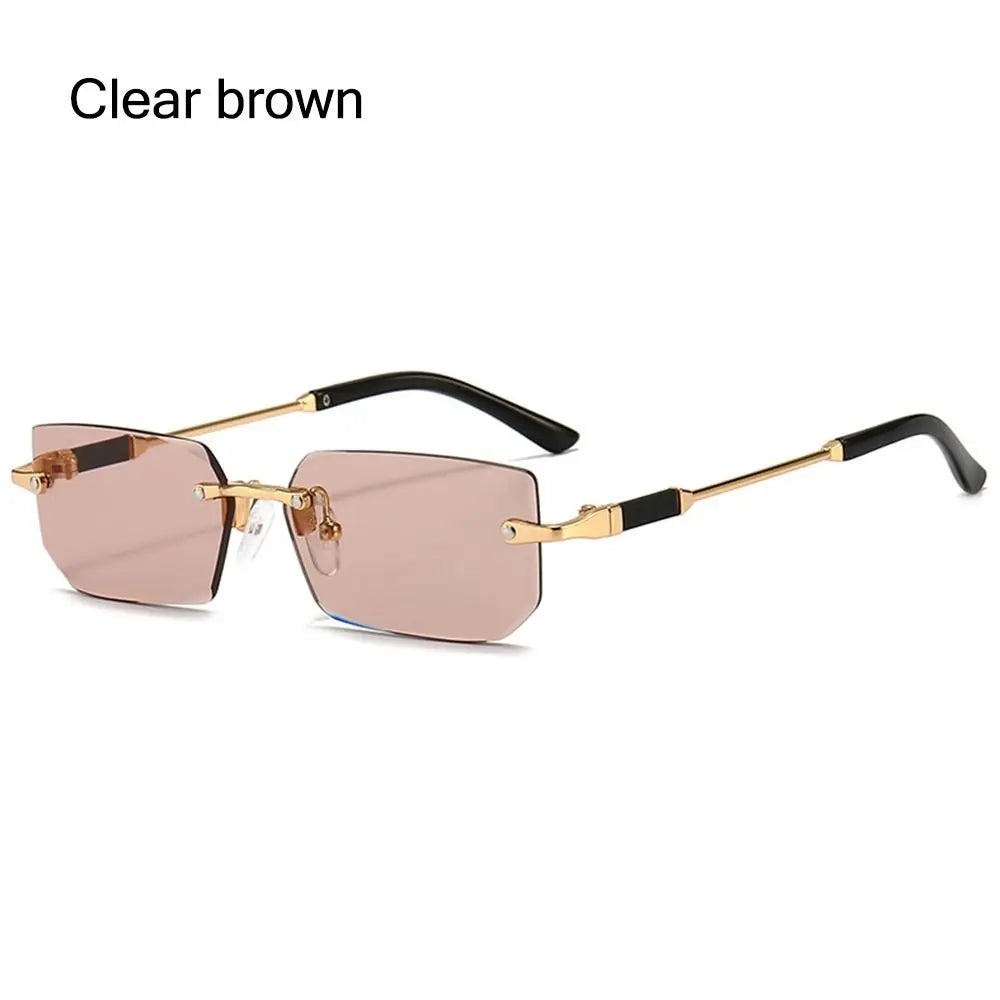 UV400 Rimless Rectangle Sunglasses Fashion Y2K Frameless Sun Glasses Shades for Women & Men