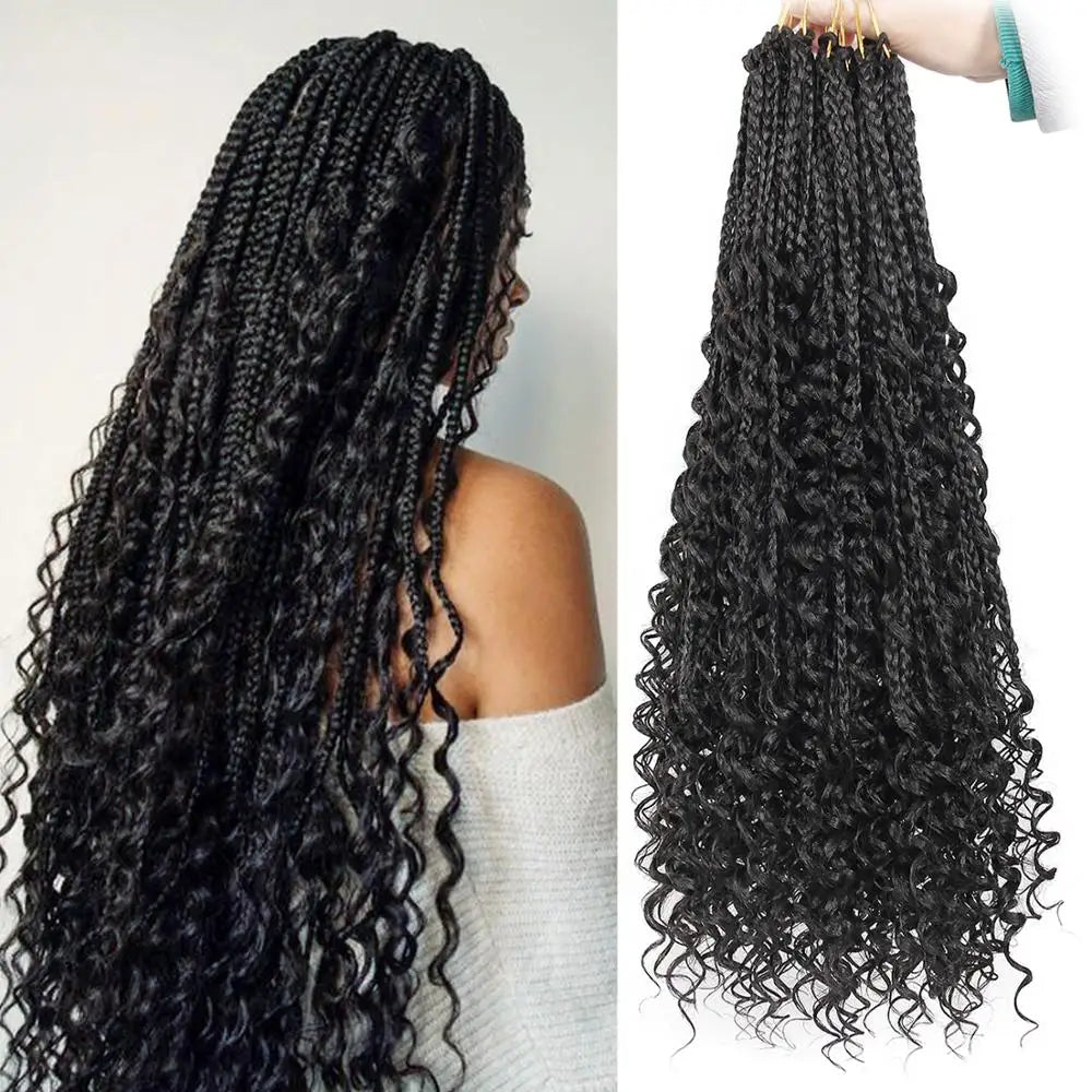 Goddess Box Braids Crochet Hair with Curly End Bohemian Box Braiding Hair Extensions 14 22 Inches Ombre Braiding Hair