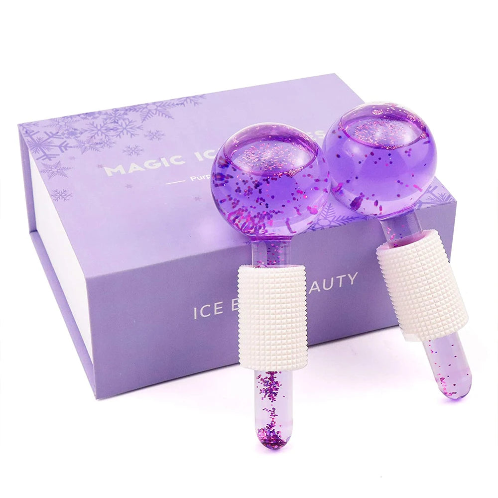 Large Beauty Ice Hockey Energy Beauty Crystal Ball Facial Cooling Ice Globes Water Wave Face and Eye Massage Skin Care 2Pcs/Box