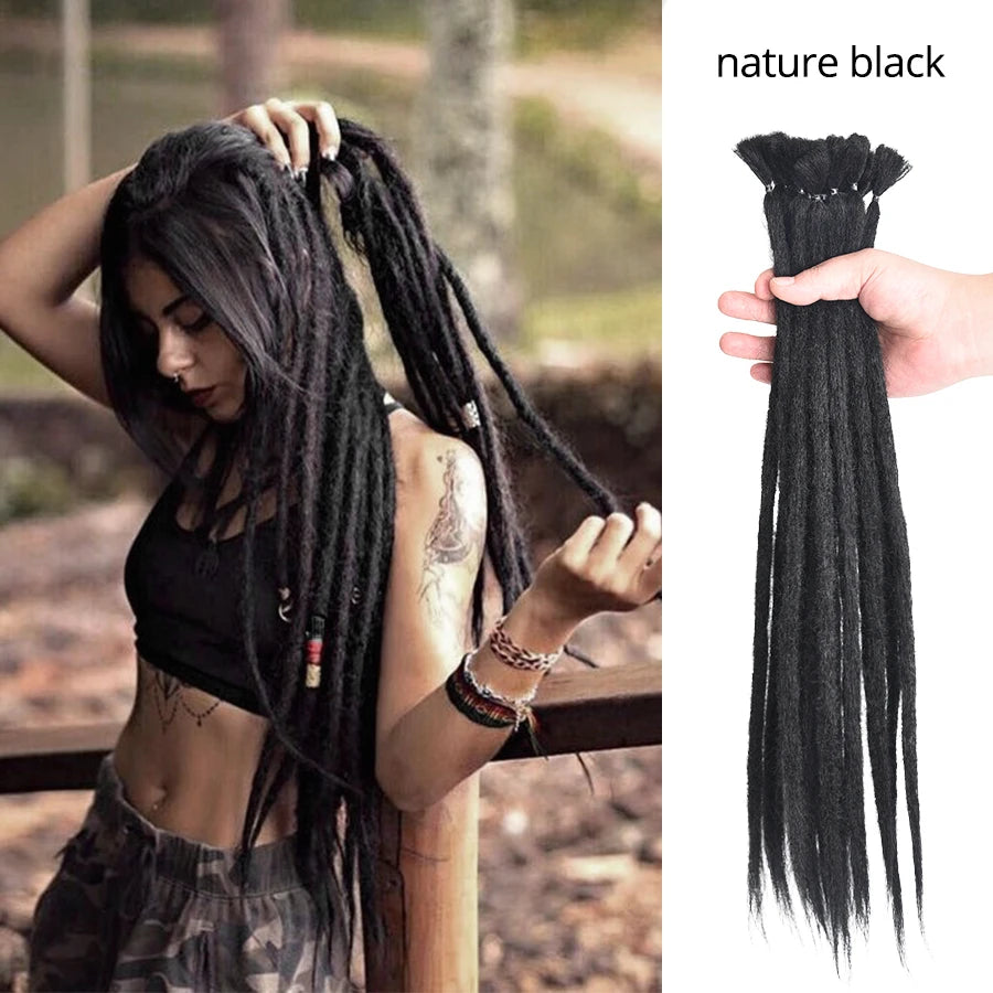 10/20 Strands Handmade Dreadlocks Hair Extensions 20"Black Reggae Synthetic Crochet Braiding Hair for Afro Women and Men