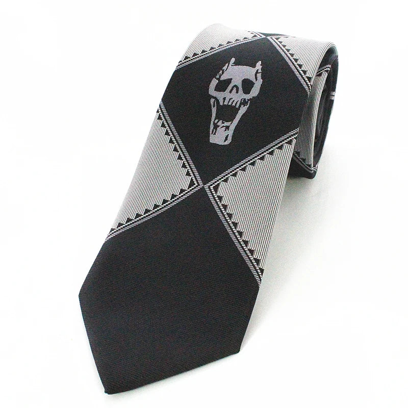 Japanese Anime Jojo Bizarre Adventure Cosplay Tie KILLER QUEEN Heavens Door Kira Yoshikage Props Skull Jacquard Neck Tie