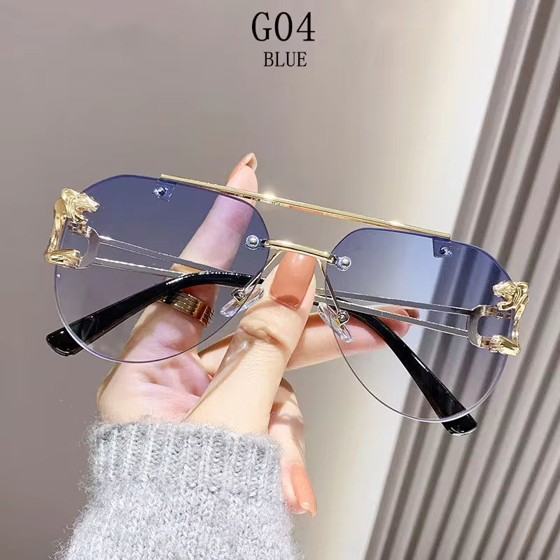 Rimless Designer Sunglasses Women Trendy Luxe Fashion Sunglasses Men Vintage Glasses Lentes De Sol Mujer Lunette Soleil Femme