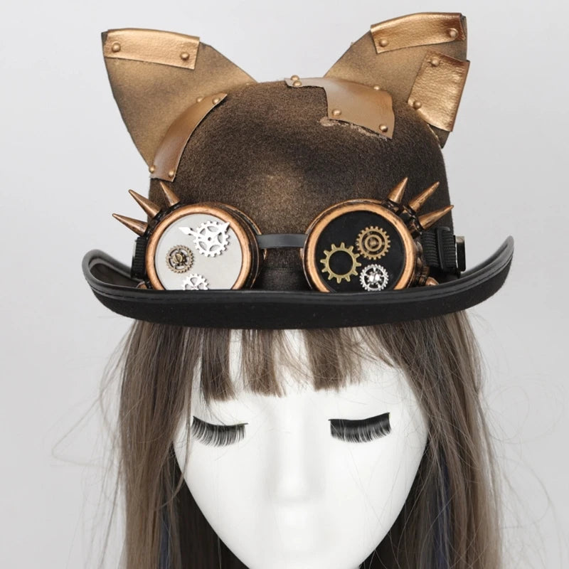 Steampunk Top Hat Ear Cosplay Caps Props Costume Hat Party Supply Stage Hat