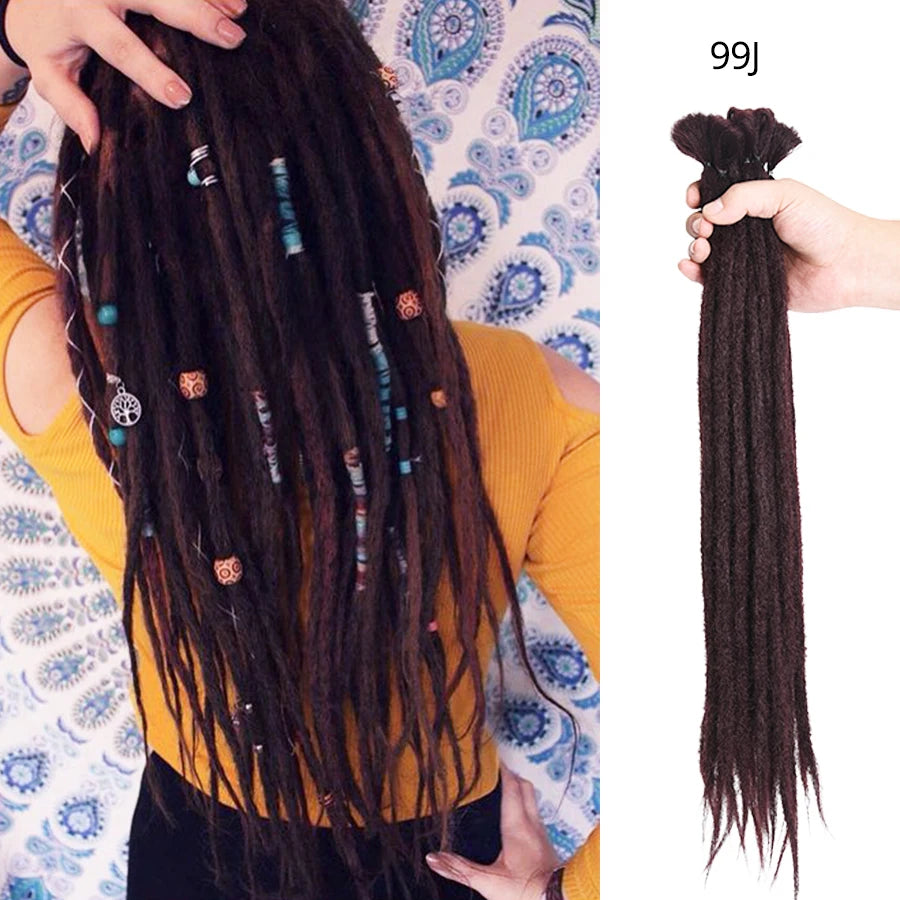 10/20 Strands Handmade Dreadlocks Hair Extensions 20"Black Reggae Synthetic Crochet Braiding Hair for Afro Women and Men