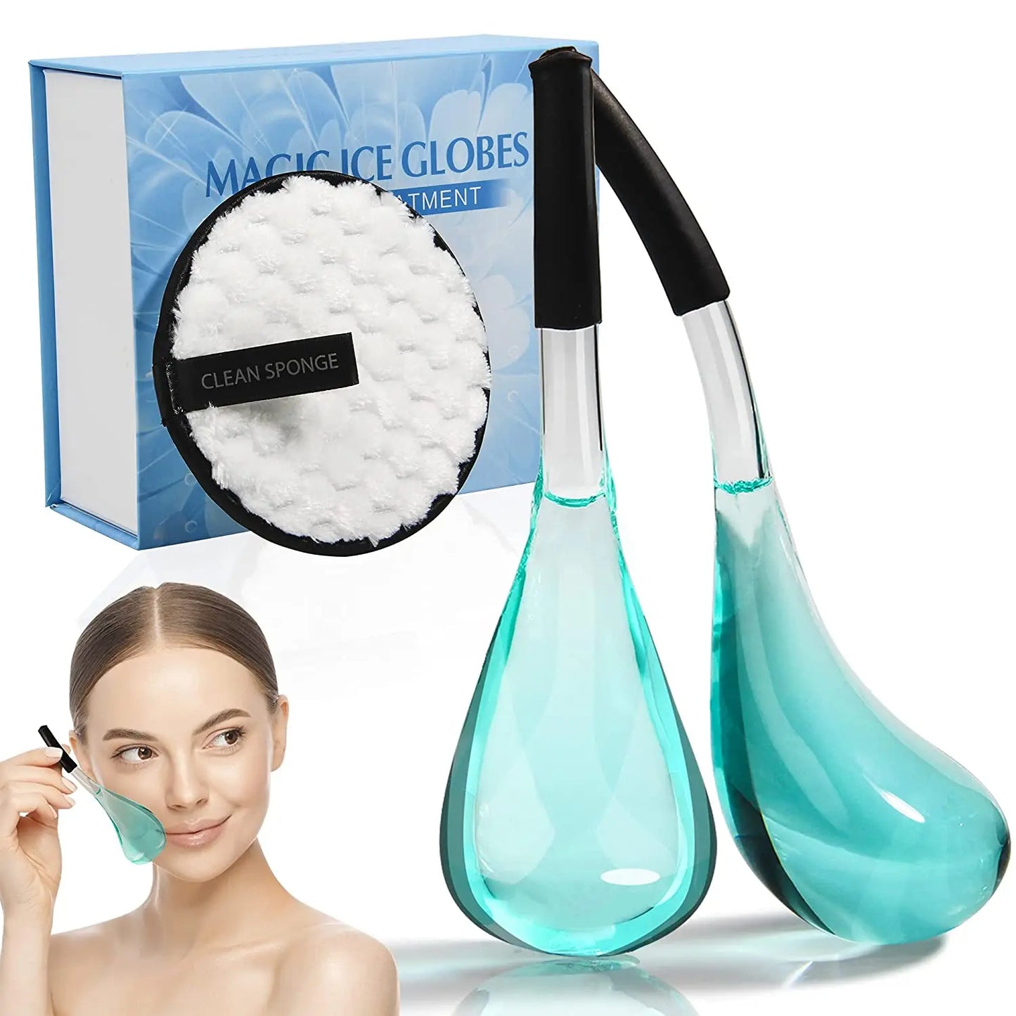 Large Beauty Ice Hockey Energy Beauty Crystal Ball Facial Cooling Ice Globes Water Wave Face and Eye Massage Skin Care 2Pcs/Box