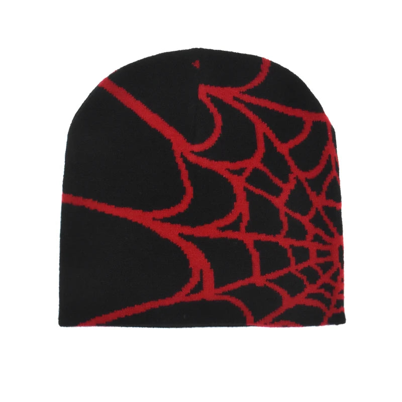 Gothic Spider Pattern Wool Knitted Hat Y2K Women Men Beanie Winter Warm Beanies Men Grunge Hip Hop Casual Skullies Outdoor