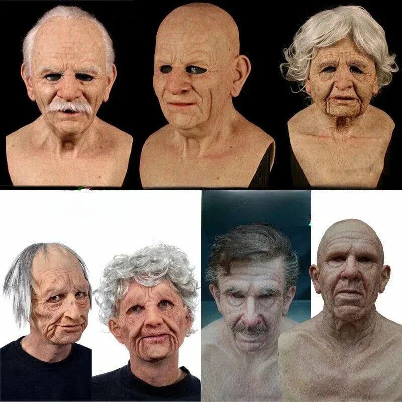 Latex Grandpa Bald Head Mask - Perfect for Halloween Parties Perfect for Costume Parties- !Hilarious Bald Grandpa Wig Mask