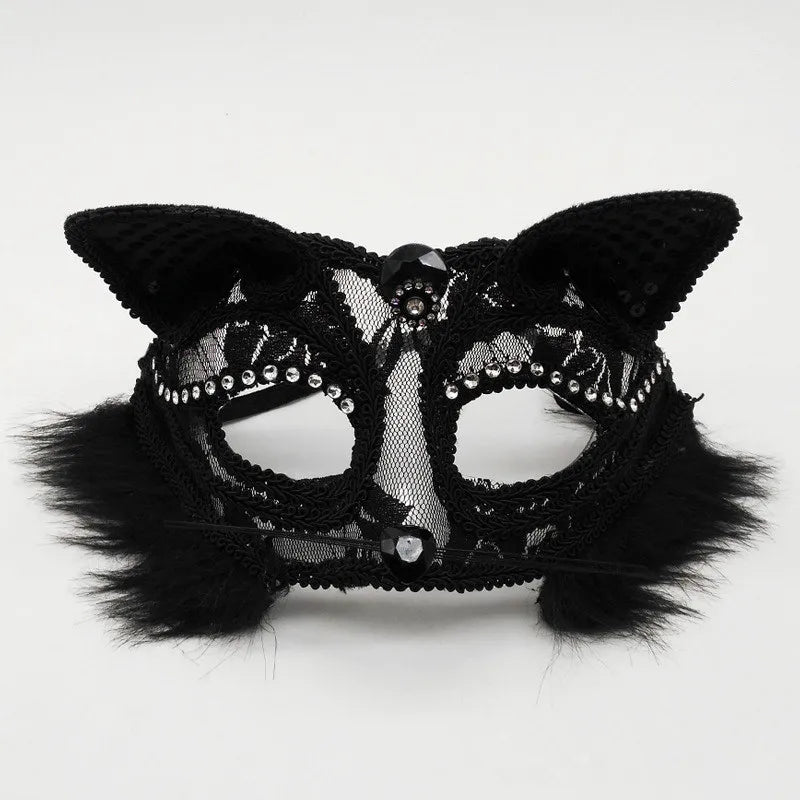 Halloween Cosplay Fox Mask Lace Sexy Eye Mask Animal Mask Half Face Erotic Lace Cat Mask Women Sexy Toys for Couple Eyes Mask