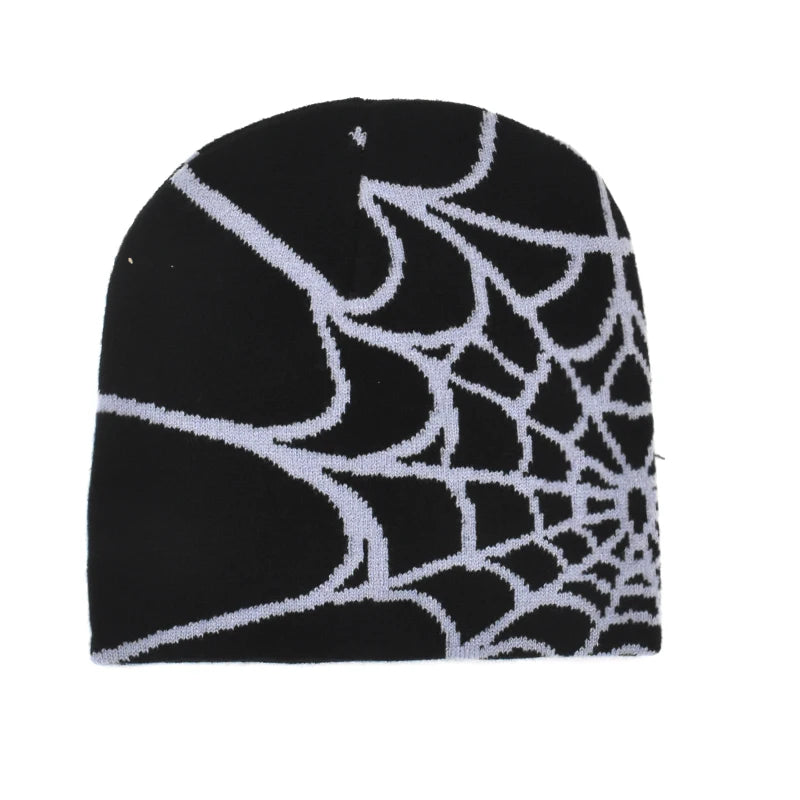 Gothic Spider Pattern Wool Knitted Hat Y2K Women Men Beanie Winter Warm Beanies Men Grunge Hip Hop Casual Skullies Outdoor