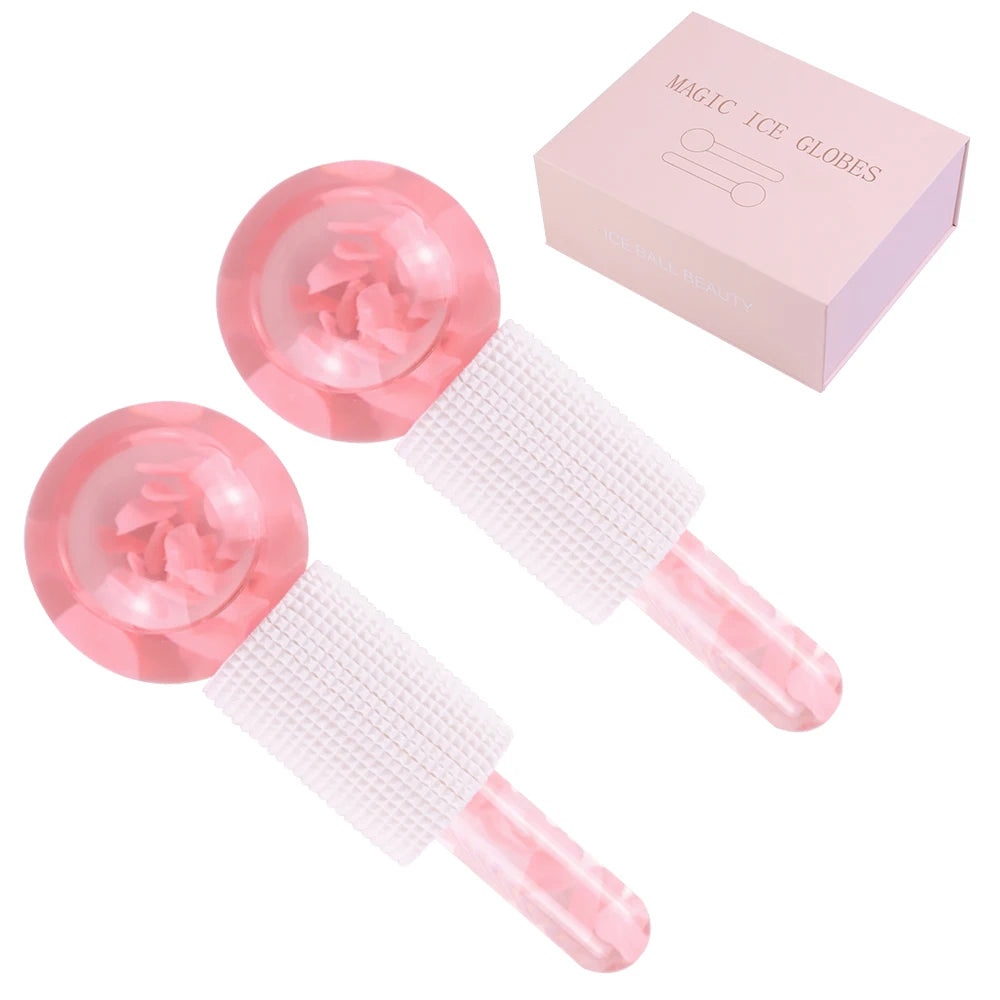 Large Beauty Ice Hockey Energy Beauty Crystal Ball Facial Cooling Ice Globes Water Wave Face and Eye Massage Skin Care 2Pcs/Box