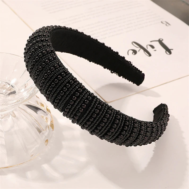 Luxury Pearl Wide Headbands for Women Girls Headwear Fashion Headbands Female Hair Bands Head Hoop Hair Accessories