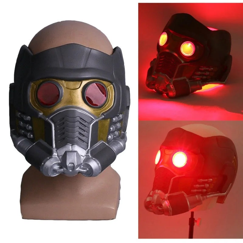 Cosplay Star Lord LED Helmet Latex Mask Infinity War Peter Jason Quill LED Mask Superhero Props Halloween Party