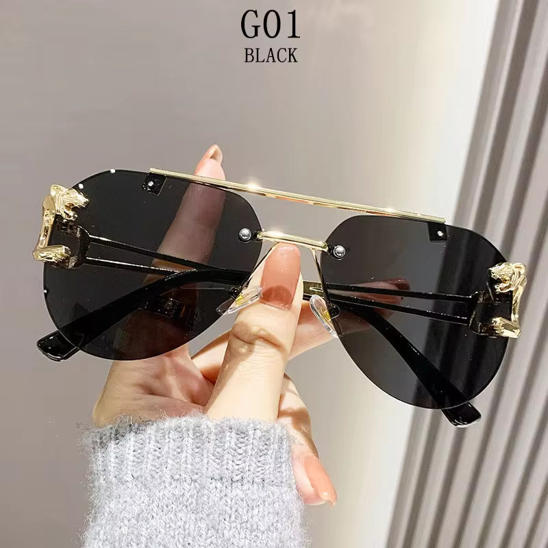 Rimless Designer Sunglasses Women Trendy Luxe Fashion Sunglasses Men Vintage Glasses Lentes De Sol Mujer Lunette Soleil Femme