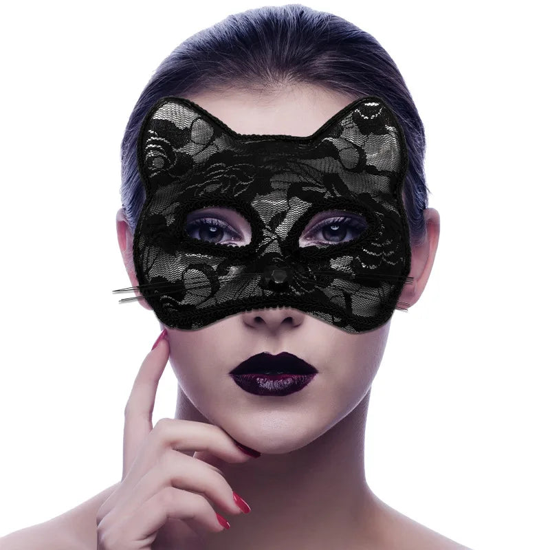 Halloween Cosplay Fox Mask Lace Sexy Eye Mask Animal Mask Half Face Erotic Lace Cat Mask Women Sexy Toys for Couple Eyes Mask