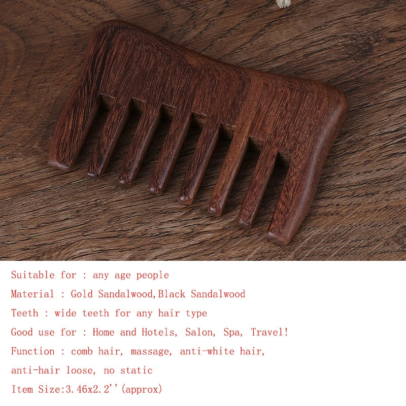 "Revitalize Your Hair with Our Natural Ebony Anti-Static Massage Comb - Portable, Wide-Toothed, and Made from Solid Wood!"