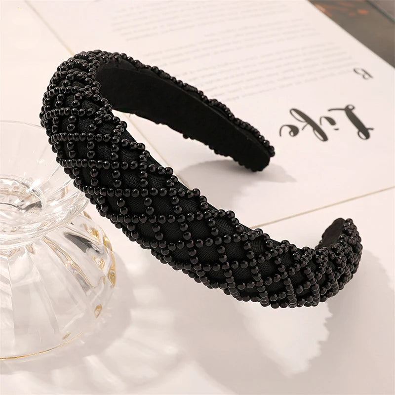 Luxury Pearl Wide Headbands for Women Girls Headwear Fashion Headbands Female Hair Bands Head Hoop Hair Accessories