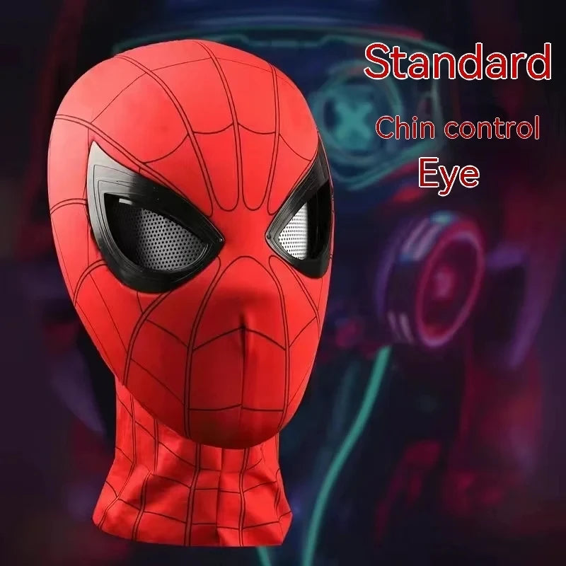 Spiderman Headgear Mask Spider Man Cosplay Ring Chin Version Moving Eyes Electronic Remote Control Mask Toys Boys Birthday Gifts