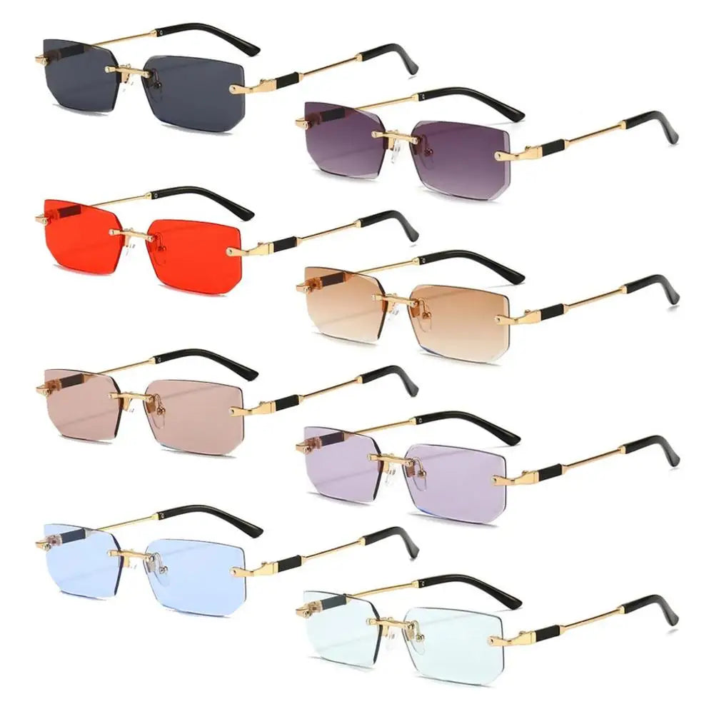 UV400 Rimless Rectangle Sunglasses Fashion Y2K Frameless Sun Glasses Shades for Women & Men