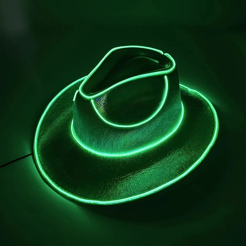 New Arrival Pearlescent Cowboy Hat Dance Costume Decorate Glowing Cowgirl Cap Glowing for Neon Nightclub