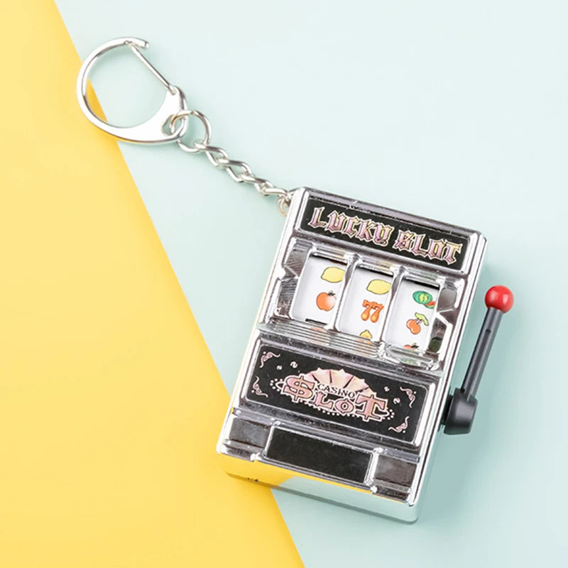 Mini Slot Machine Toy Keychain Creatives Interesting Car Keyring Game Keychain Lucky Jackpot Stress Reliever for Kids Adult Gift