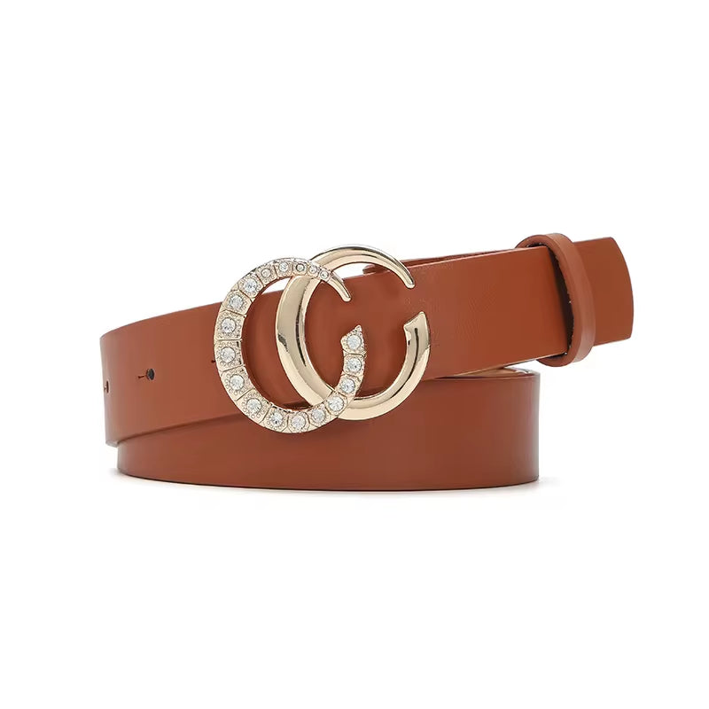 Women'S Leather Belt Accessory: Antique Silver Double C-Ring Buckle